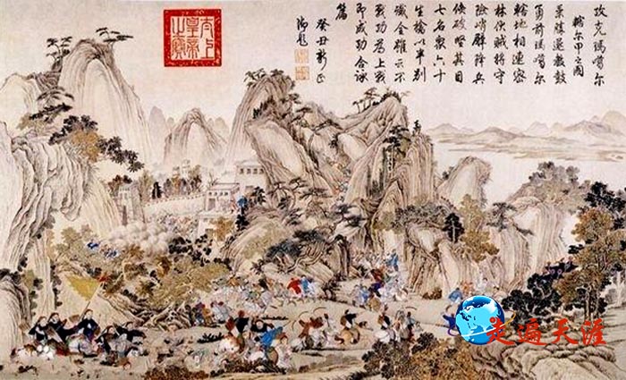 2 《平定廓尔喀战图》之二:攻克玛噶尔辖尔甲之战 ,乾隆皇帝亲题御笔诗文 ,现存北京故宫博物院.jpg